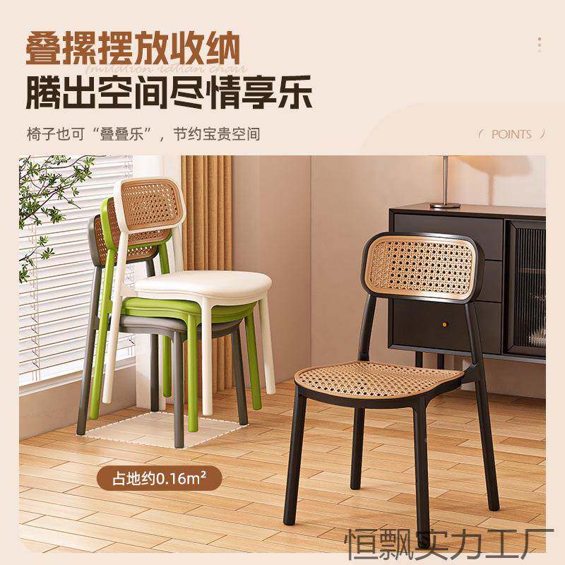 编塑料椅子家用叠餐IEE椅阳藤台休闲靠型背椅庭院靠放背小户折叠