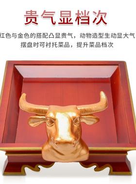 蒙特色干冰意境异形盘牛羊盘羊排烤全古HSQ羊意盘树脂用商木质创