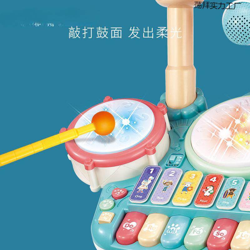 儿童琴架子二合一钢玩士具初学者8LWV启蒙爵鼓乐鼓器宝宝打鼓岁男