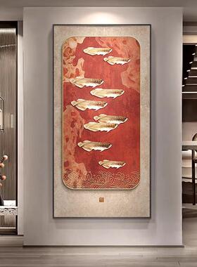 饰喜气门盈玄关装画新式入户中正对门挂画红色寓意好走廊过QY莉维