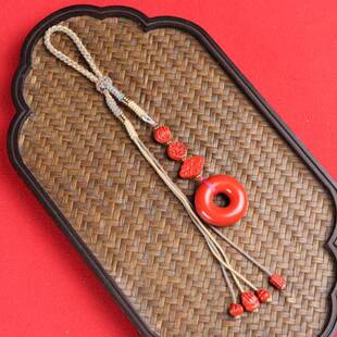 天丹朱新品朱砂红平安扣车挂砂939手机链汽车挂男女钥匙坠扣包赐