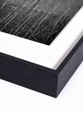 F76MT689V45O金属画框定艺术微喷照片卡纸装黑色拉制丝窄边轻裱奢