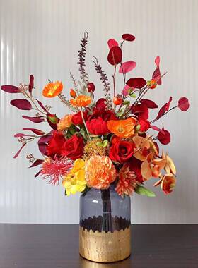 M223手束M红223橘仿真花艺花餐桌台札商务摆件跨境售楼处样板间假