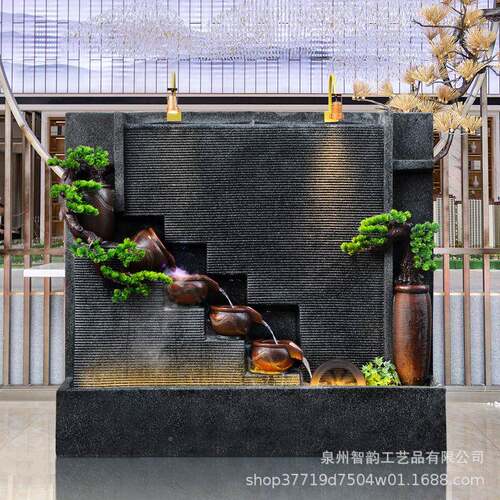 水幕墙OYB屏风假玄泉山流喷摆件庭院客厅关办公室落地水水景鱼池