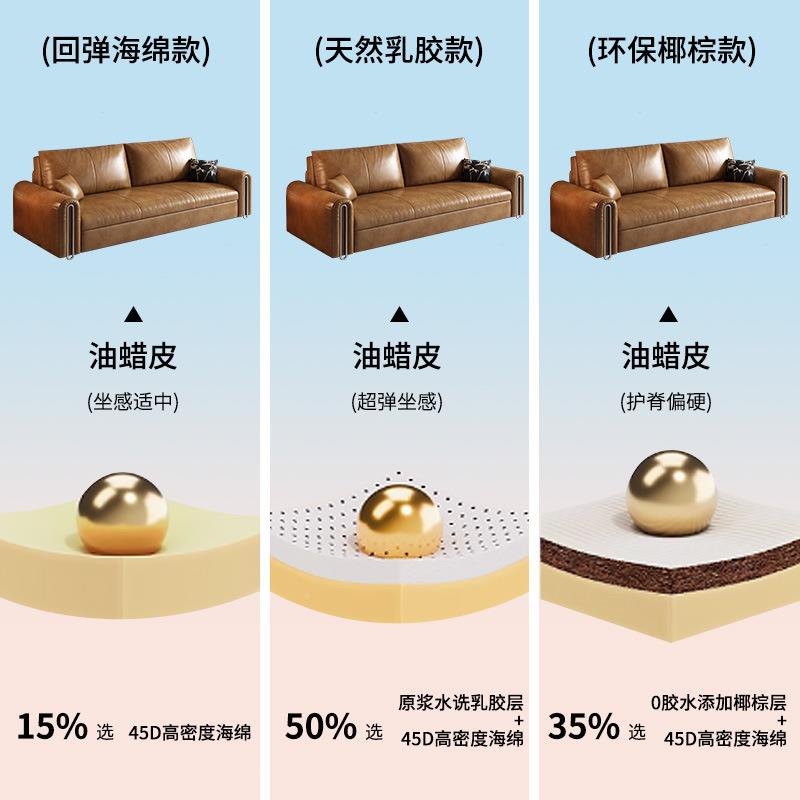 油蜡皮沙发床可折叠两双排人直收纳小用户型客现代简约家用厅LLO