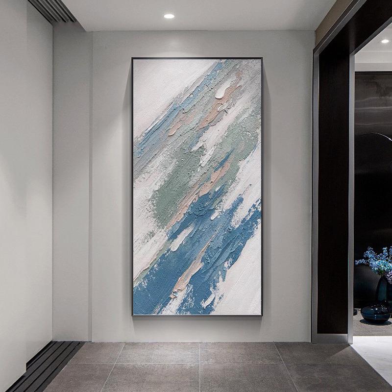 纯手绘立体画油画玄装饰画现简约SSH-093-关客餐厅挂抽象代大幅肌