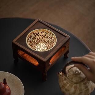 桃木温茶炉花茶壶蜡烛加热黑烤茶炉家用酒保温煮茶器店暖茶胡AL10