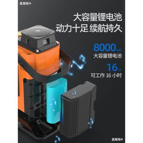 铁十二线水平仪绿12线强光邦室光外自490动调平高精度超亮贴墙仪