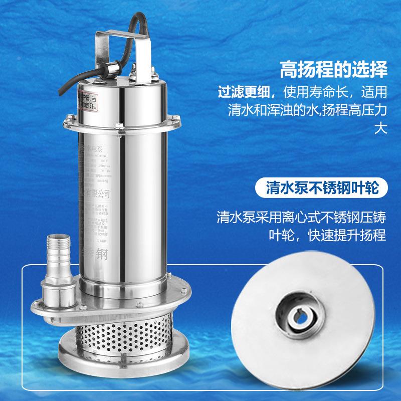 不钢潜水泵家用220V小型Q无品牌/DX清水泵1寸程带浮锈球30扬4抽水