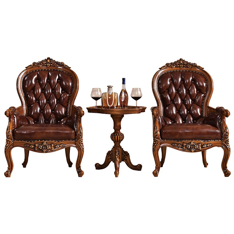 粤港家具 全实木欧式休闲椅单人沙发椅会客椅别墅阳台家具