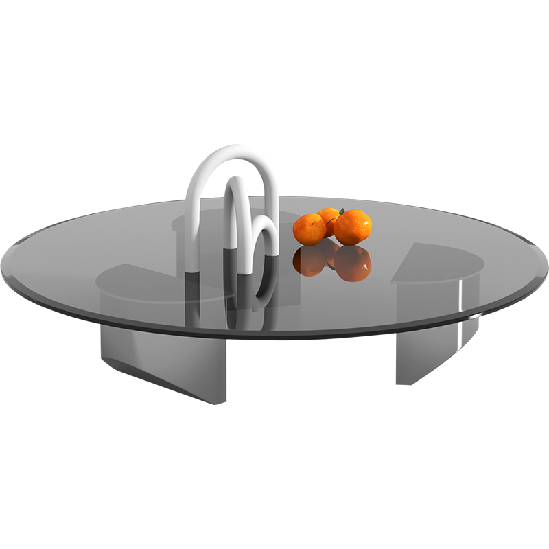 意式玻璃茶几现代简约高级感小户型圆形岩板茶几不锈钢侘寂风边几