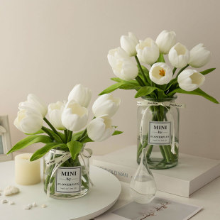 郁金香假花仿真花摆设房间卧室插花客厅装 饰花艺餐桌摆件干花花束