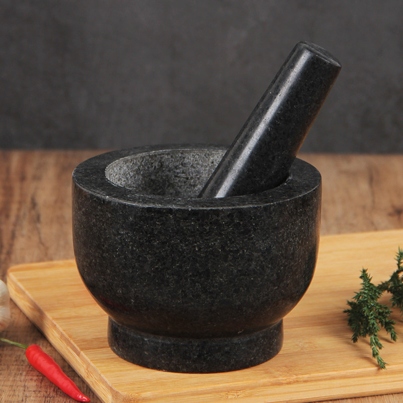 蒜臼子老式花岗岩手动捣蒜泥器天然石臼家用研磨鉢擂鉢砸蒜捣药器