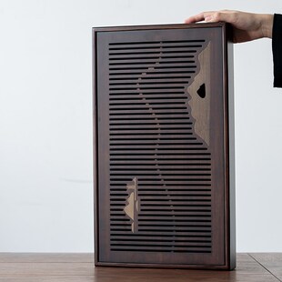 胡桃色实木茶盘家用分体式储排水茶台大中小号功夫茶具托盘干泡台