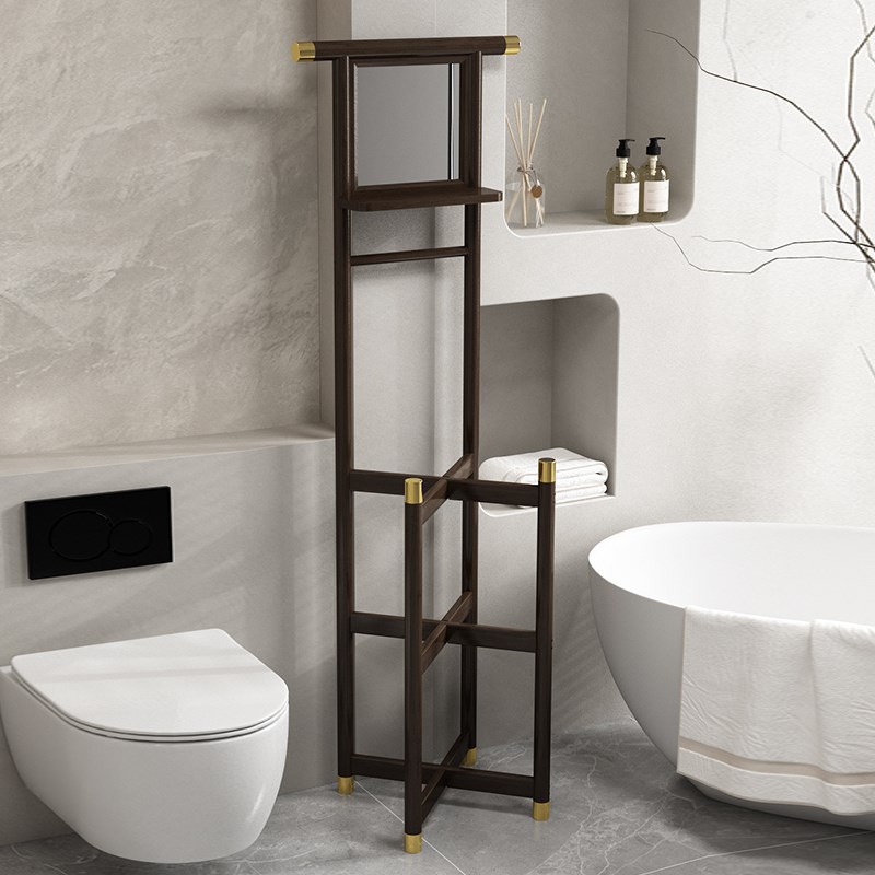 脸盆架落地家用实木带镜子洗漱架简约现代浴室面盆架洗脸洗手架子