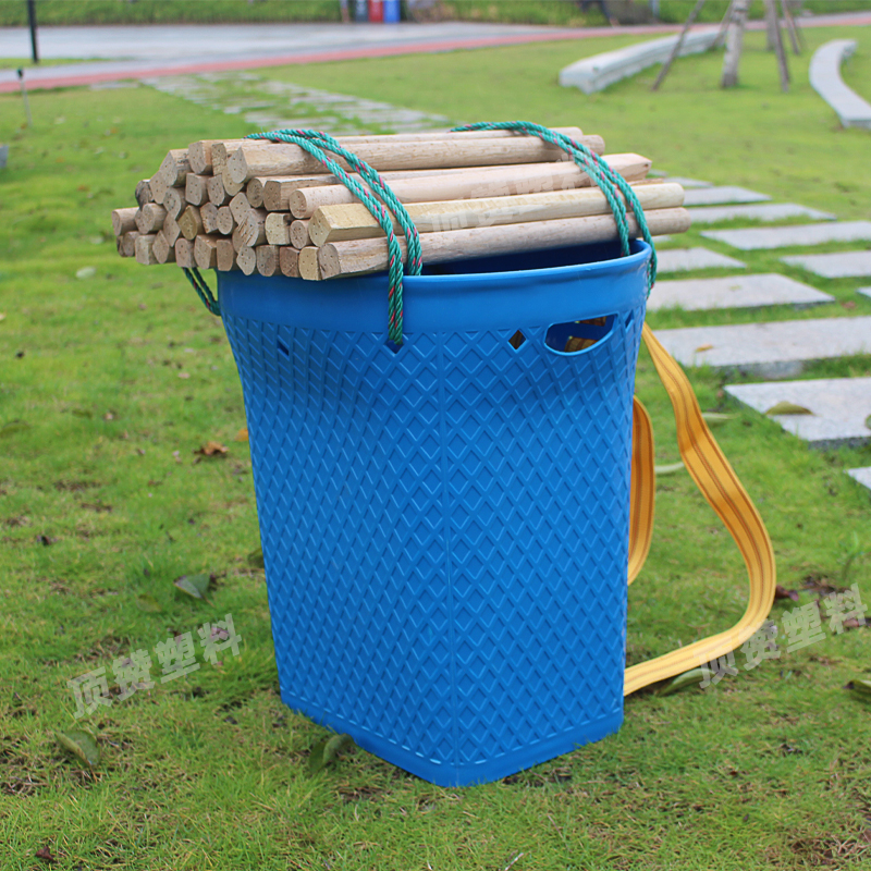 仿竹编塑料背篓大号加厚石榴背篼采茶蘑菇水果蔬菜赶集用背筐红色