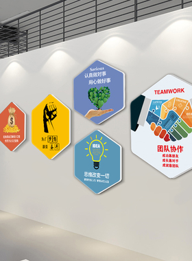 企业文化墙海报公司办公室会议室装饰画励志标语走廊自粘墙贴订制