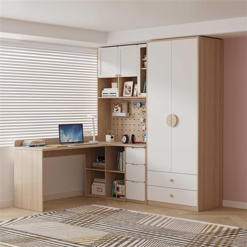 可比熊实木书桌衣柜儿童房卧室家用小户型转角书桌电脑桌定制