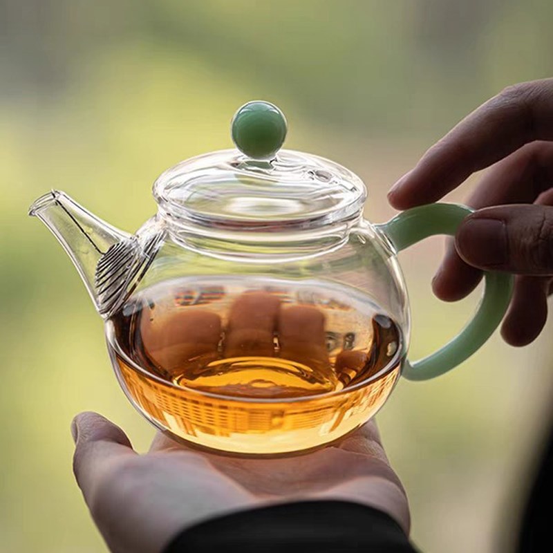 茶本堂泡茶壶迷你小壶个人壶手执壶耐热玻璃透明小茶壶可直火煮茶