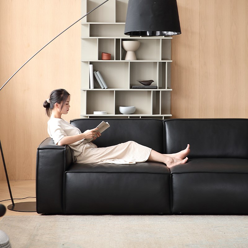 德兹沙发头意式极简客厅小户型三人位直排方块新款豆腐块沙发