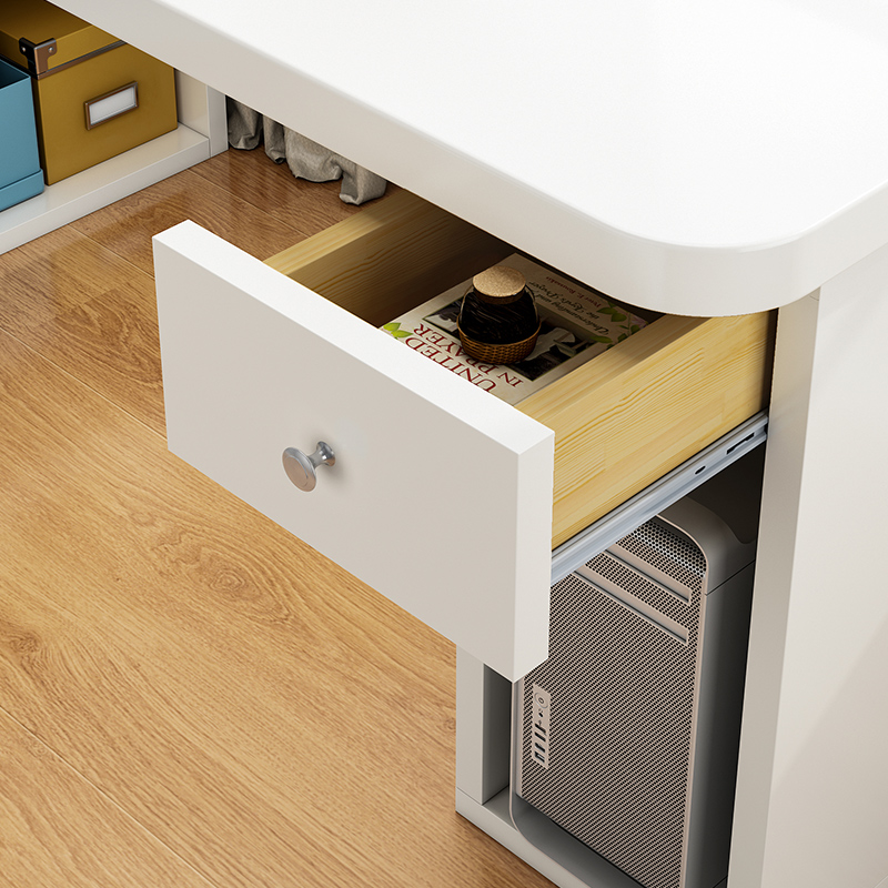 电脑桌台式学生家用卧室转角书桌书架一体简约实木儿童学习写字桌