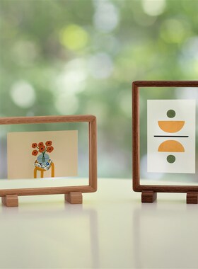 实木榫卯透明相框定制摆台古风画框装裱创意5寸6书法屏风桌面空白