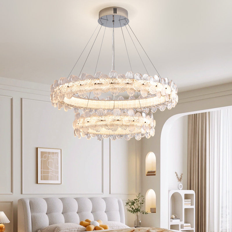 法式水晶吊灯客厅灯现代简约大气餐厅吊灯艺术灯中古奶油风灯具