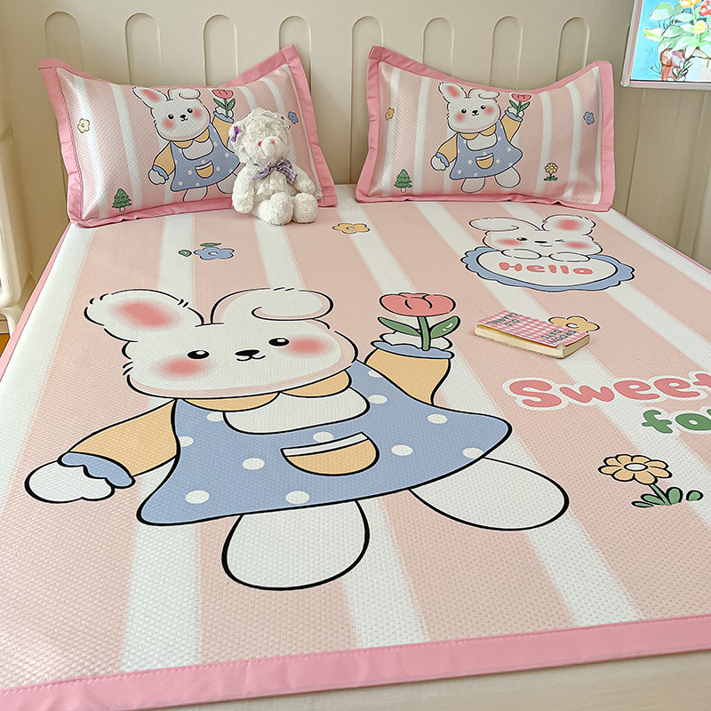 卡通A类冰丝凉席三件套夏季宿舍单人家用空调席可机洗夏凉垫软席