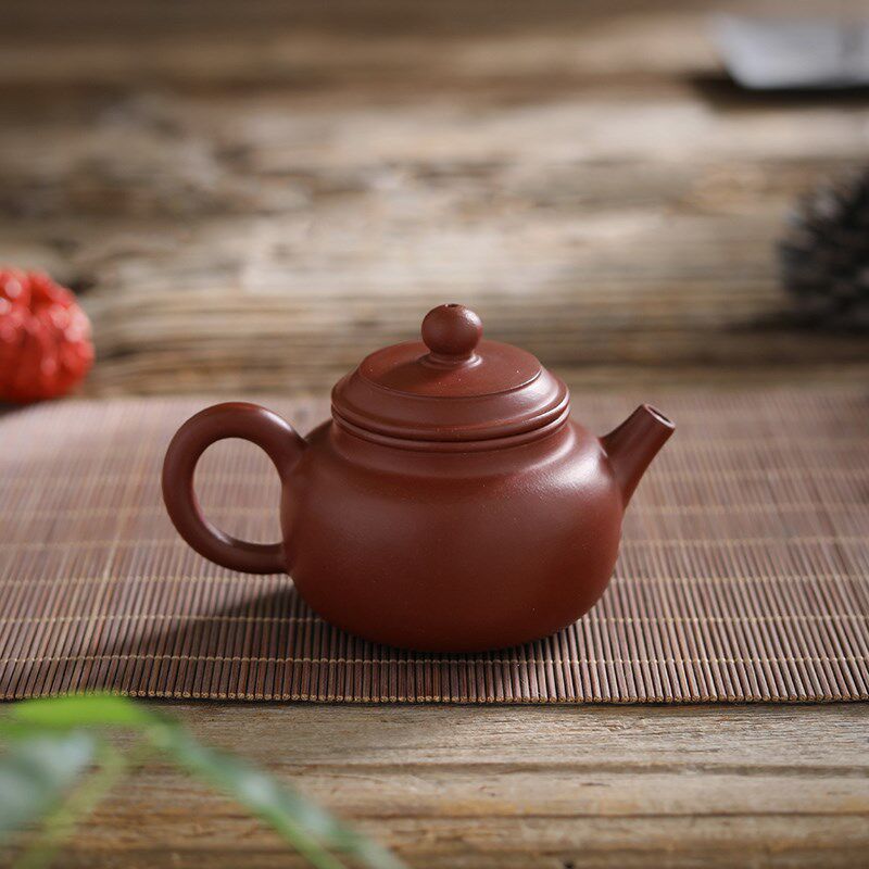 容天紫砂壶功夫泡茶壶陶瓷茶具朱泥单壶手工小号小壶潮州手拉坯壶
