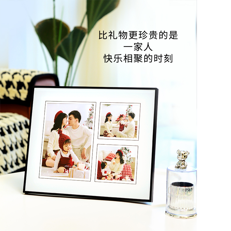 韩式四宫格黑天鹅相框婚纱照全家福儿童水晶摆台10寸寸可换照片