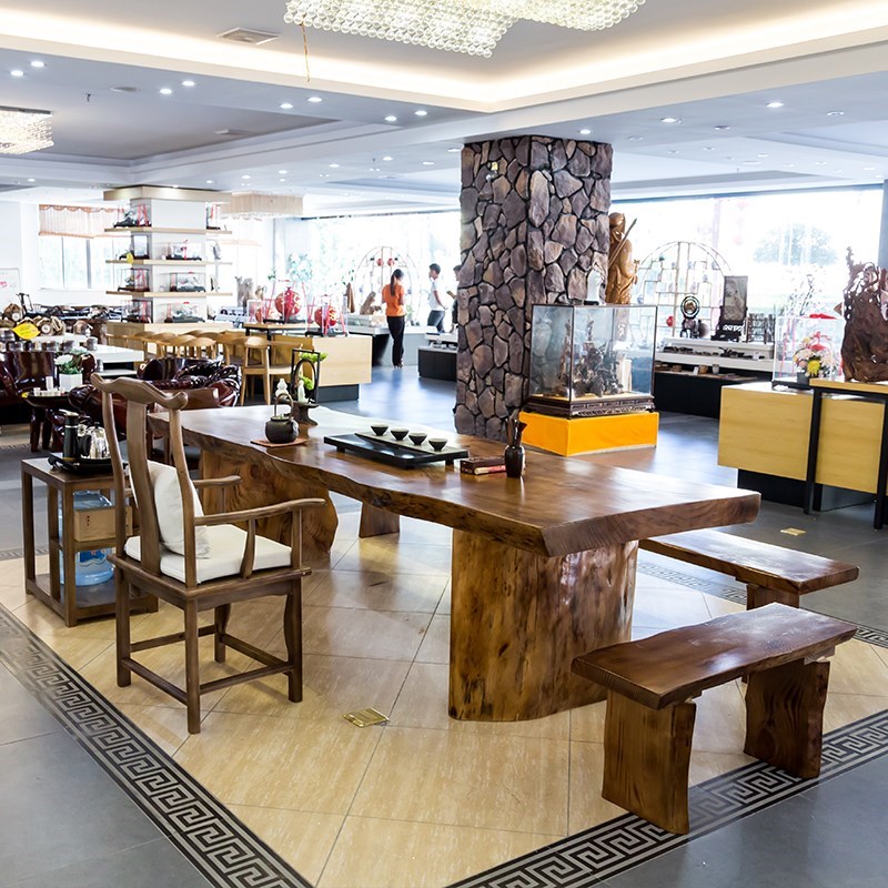 实木茶桌椅简约现代中式茶几办公室大板茶台整板不规则泡茶桌