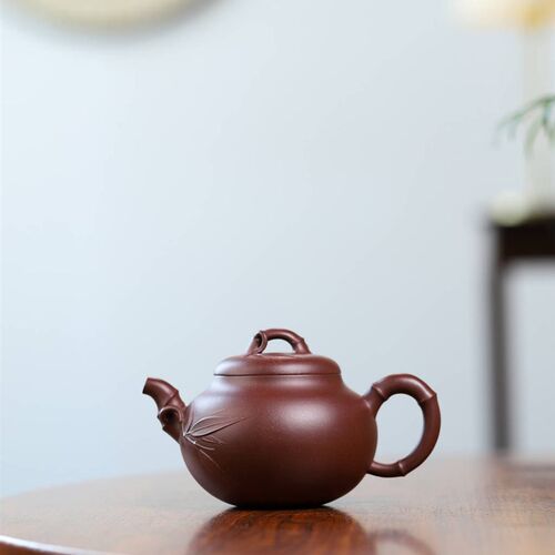 宜兴精品紫砂壶柿竹茶壶泡茶叶单壶礼品纯手工原矿底槽青230cc