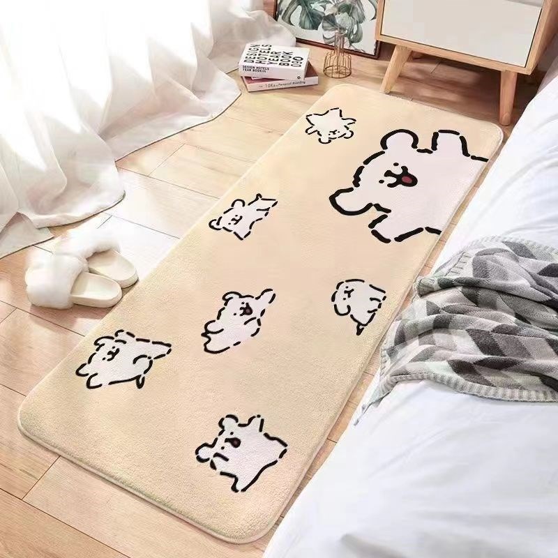 线条小狗可爱卡通仿羊绒卧室床边毯阳台房间防潮加厚折叠飘窗毯