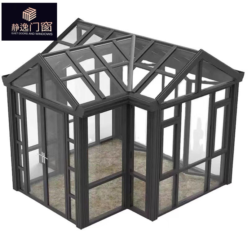 断桥铝阳台露台别墅钢化玻璃房钢架门窗户阳光板阳光棚定制