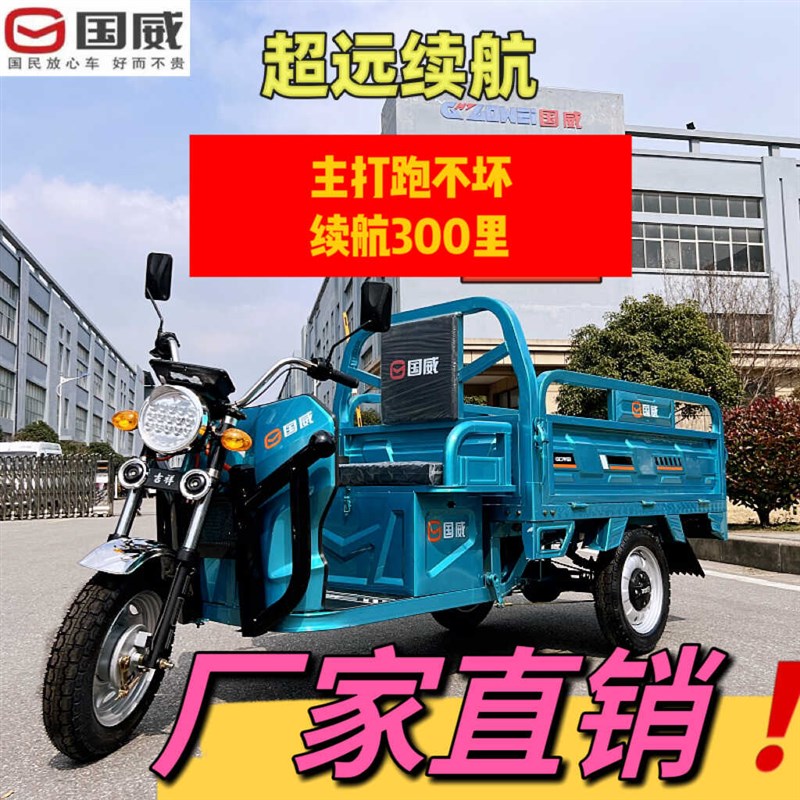 国威电动三轮车载重拉货快递车摆摊农用电瓶车大功率家用车三蹦子