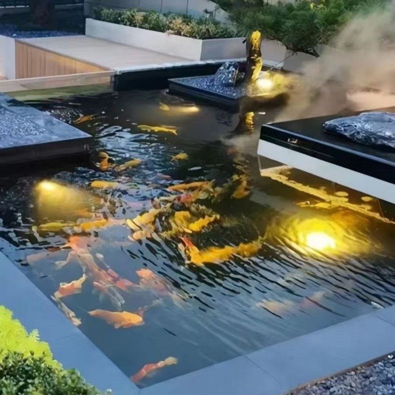 鱼池灯锦鲤鱼池水下灯鱼池造景专用低压灯冰蓝光水池灯挂壁安装