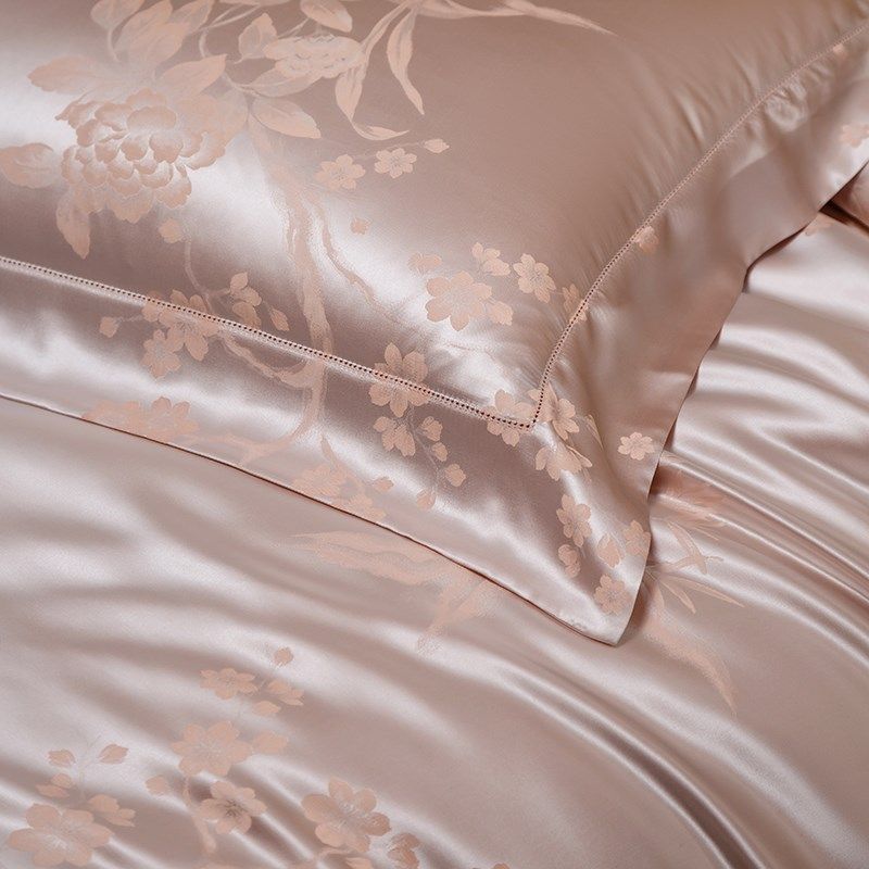 欣恋高端真丝四件桑蚕丝提花被床单奢华高档丝绸床上用品