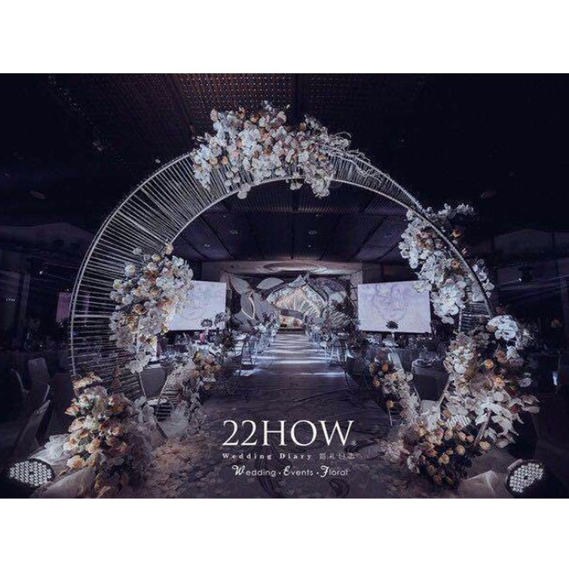 新款婚庆道具铁艺异形扭门背景装饰大型舞台婚礼摆件婚庆拱门圆环