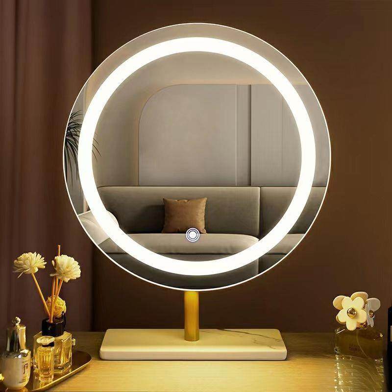 现代简约妆镜化台式桌面能led带灯可旋转卧室智轻奢梳妆镜主SZD公