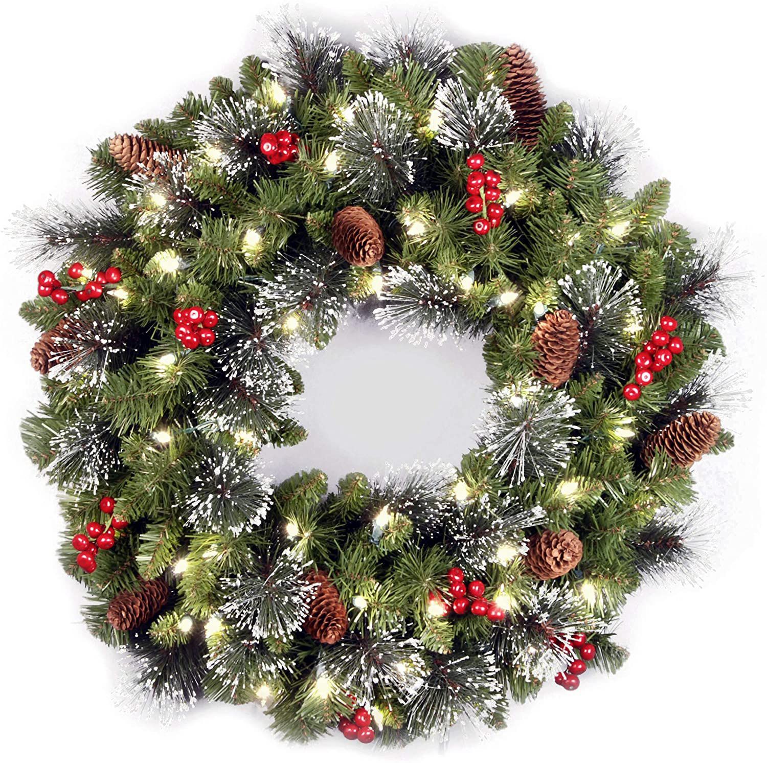 琳杰60cm圣诞大花环门挂藤条圣诞节45cm花圈装饰商场挂件场景布置