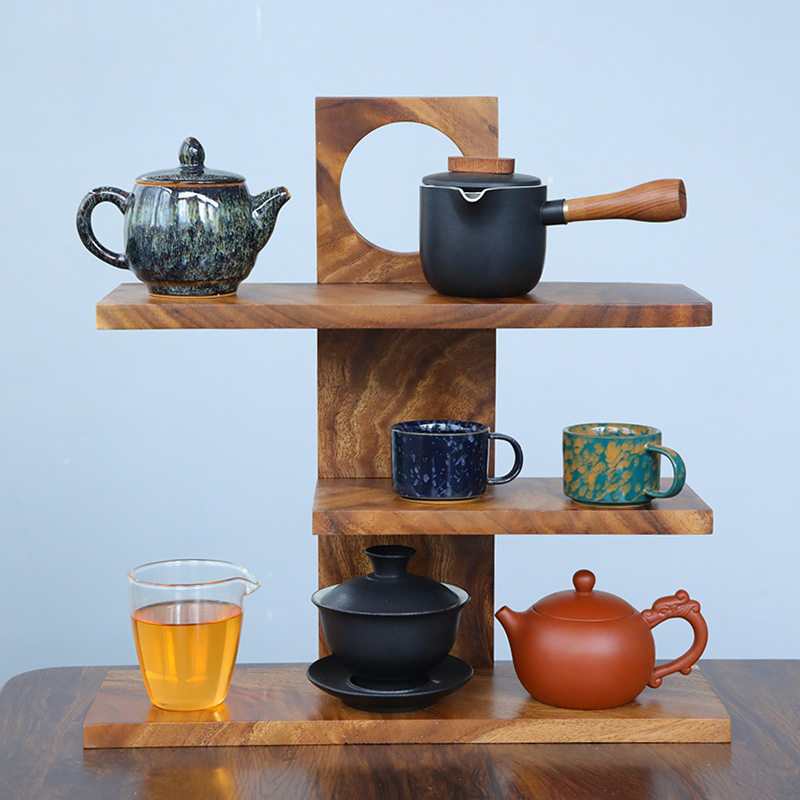木质桌面茶道化妆品收纳架