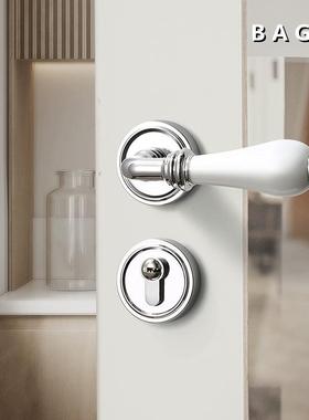 木BBAG美式陶瓷门锁轻奢A7-TC室欧式田园凤房门锁卧室实门静音内