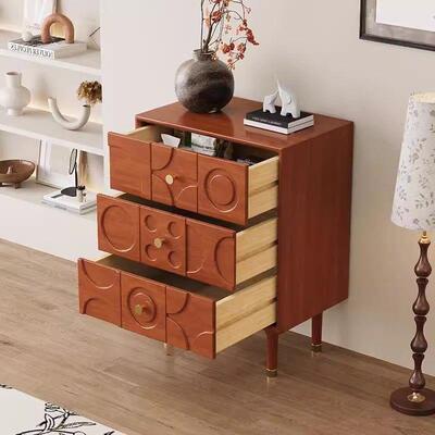 卧室收花纳储物MCB柜法式边柜中古风斗柜复床古雕床头子柜实木三