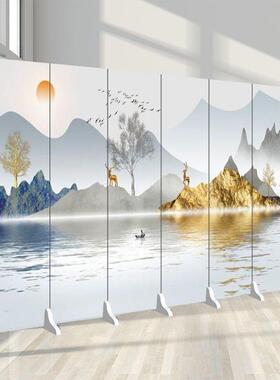 水水墨山画屏风隔30498新断客厅中式遮挡店折叠可移动办公室酒大