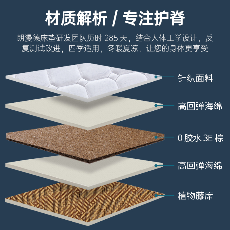 夏季椰棕床垫棕垫1.8m1.5米床垫硬垫薄款租房儿童棕榈凉席床