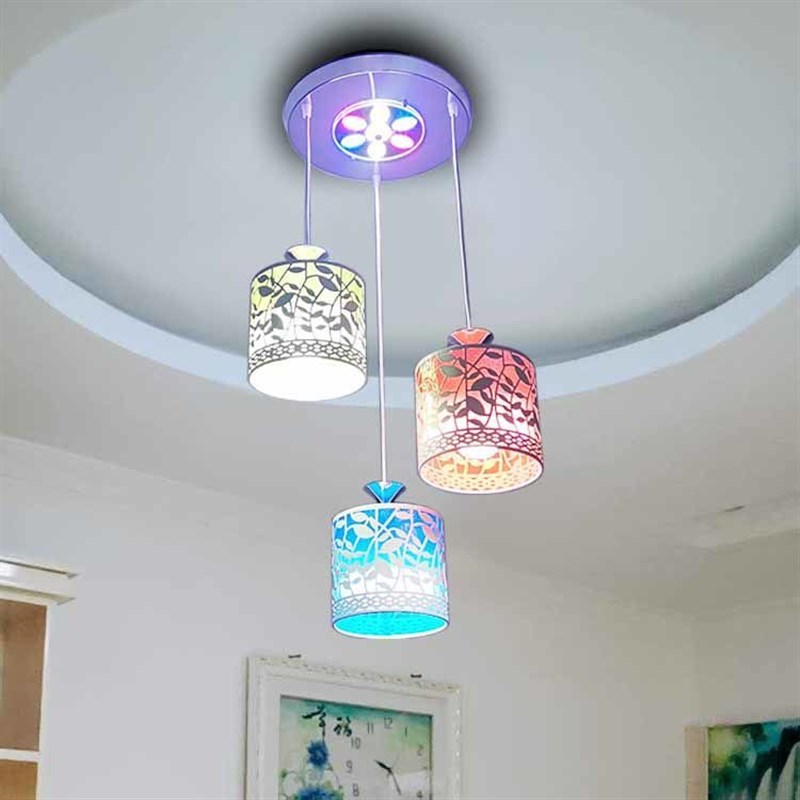 餐厅吊灯三头吧台饭厅餐吊灯具铁艺彩光现代简约田园风格餐桌吊灯