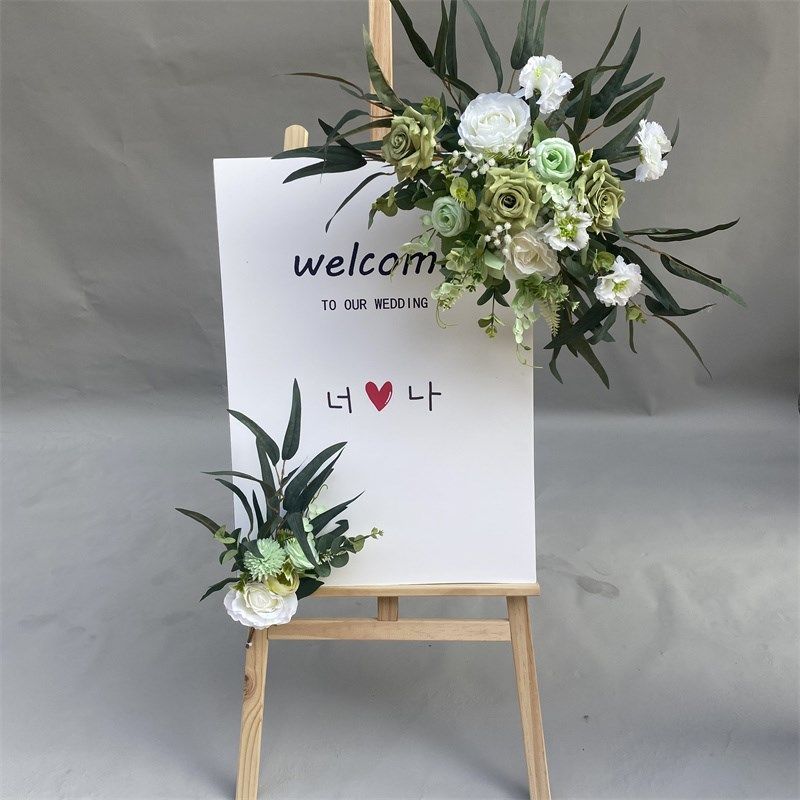 婚庆迎宾仿真水牌花订婚指示牌花艺套装结婚派对展厅4S店道具摆件