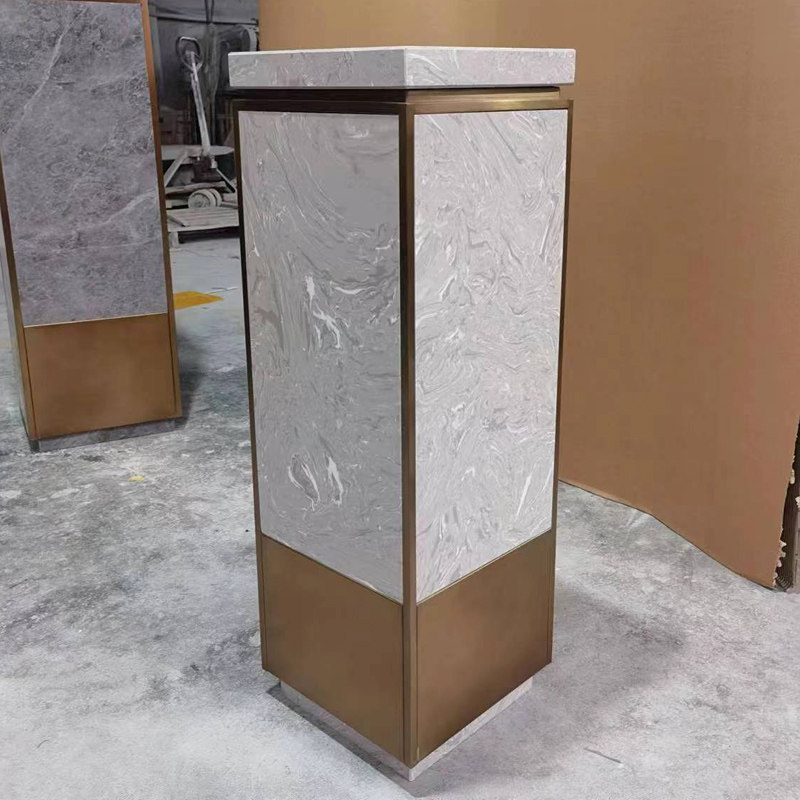 云多拉灰大理石雕塑台酒店售楼中心别墅石材墩子摆件底座台展示台