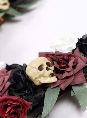 鸿禹万万圣节髅玫瑰月亮门挂家YOS居客厅装饰骷挂件圣节花环