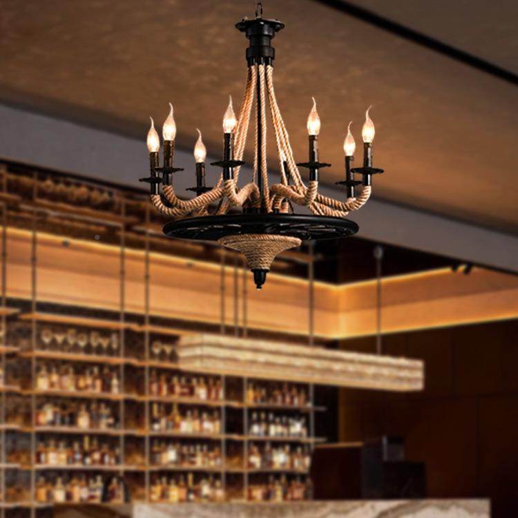 美式575复工业风麻古绳吊灯商用山复古酒吧饰灯具个性中装灯具,家装灯饰光源,智能吊灯,淘宝优惠券,粉丝福利购,淘宝优惠卷